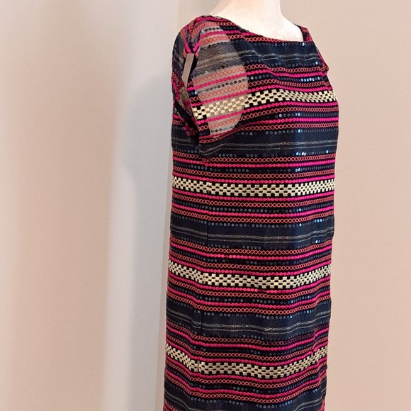 Trina Turk Breene Multi Color Sequin Stripe Shift Dress Size 4 NWT - Picture 3 of 8